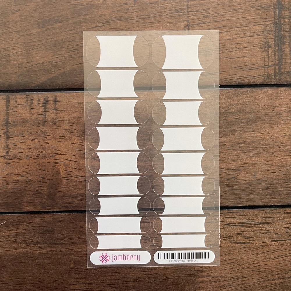 Jamberry White Tip Short Nail Wrap NWT